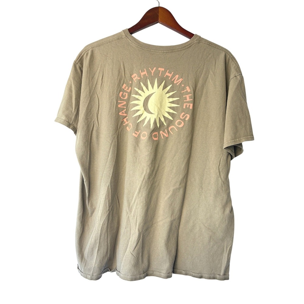 Rhythm Mens XL Graphic T-Shirt Tan The Sound of Change Sun Moon Cotton Tee